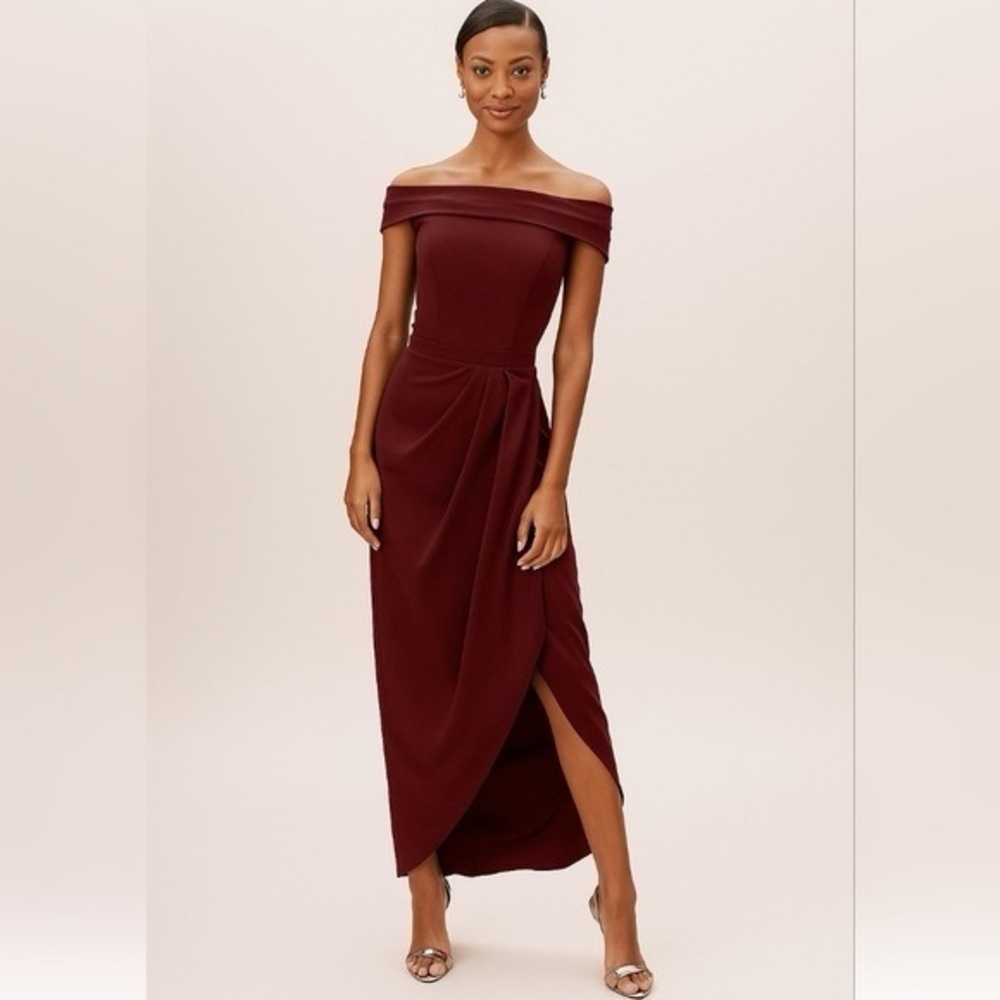 Off-Shoulder Burgundy Dress